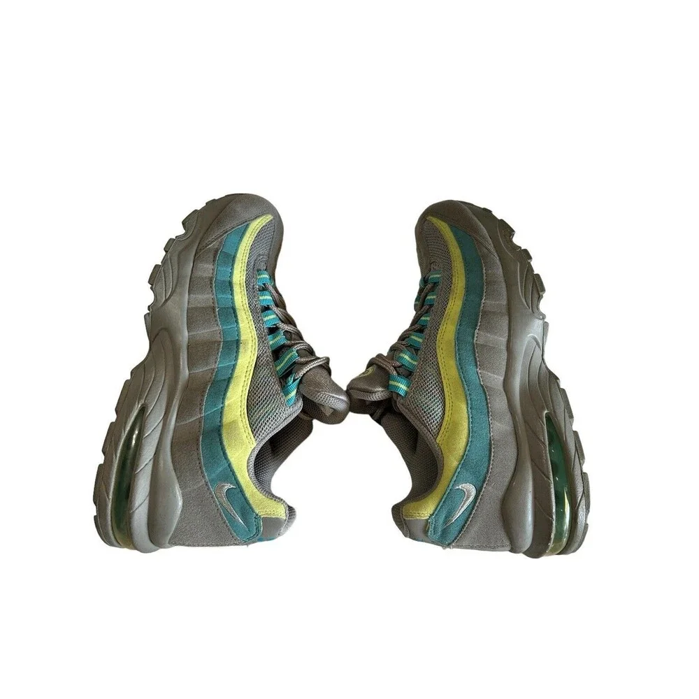 Nike Air Max '95 Womens  Gray Yellow Blue  Retro Running Athletic Sneake…
